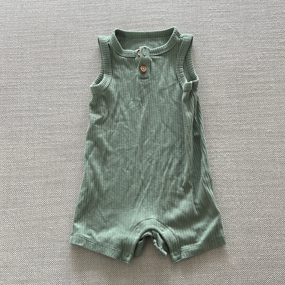 Cat & Jack ribbed tank onesie in sage. Size 0-3 months. Unisex.